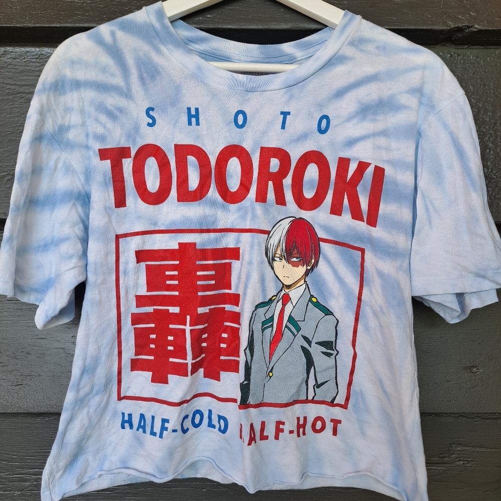 My Hero Academia tie dye cropped Shoto Todoroki Graphic T-Shirt size S